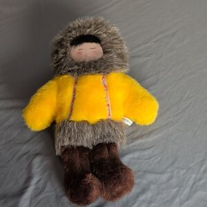 Vintage Cozy Plush Doll with Yellow Jacket Made In Alaska